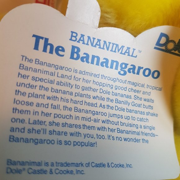 Vintage 1980s DOLE Bananimal Banangaroo Plush Stuffed Animal Promotional Item - Picture 7 of 15